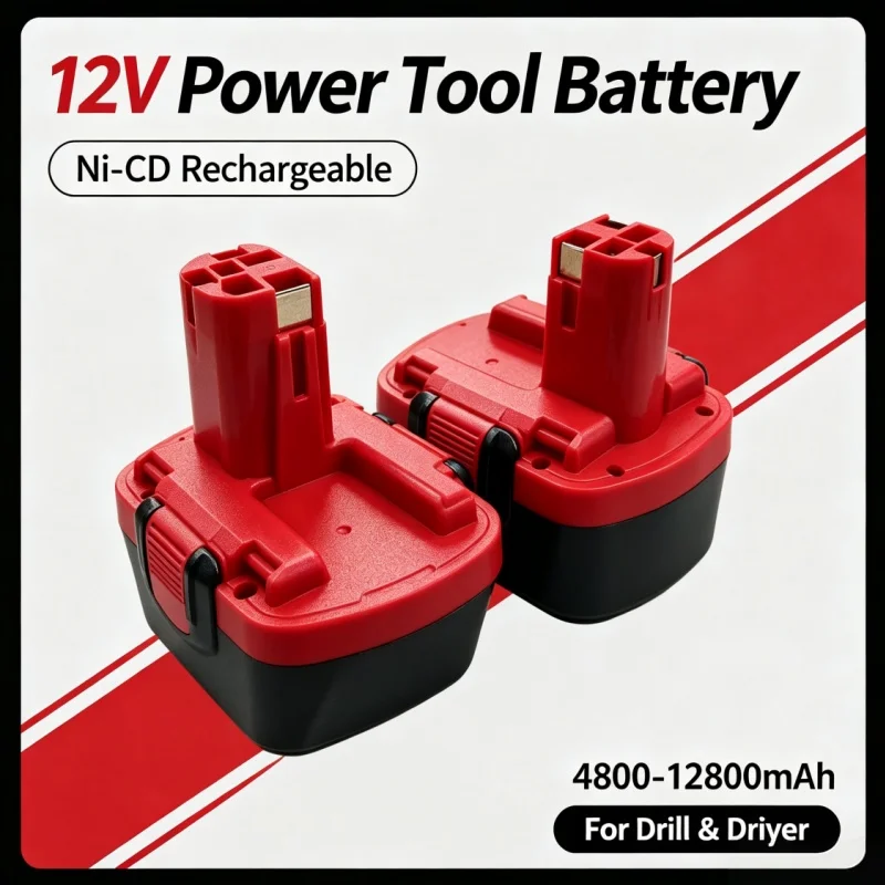 12V Ni‑Cd Rechargeable Cordless Tool Battery 4800‑12800mAh Replacement Fit BAT043 3455 BAT139 BTA120 26073 35430 3360 PSB