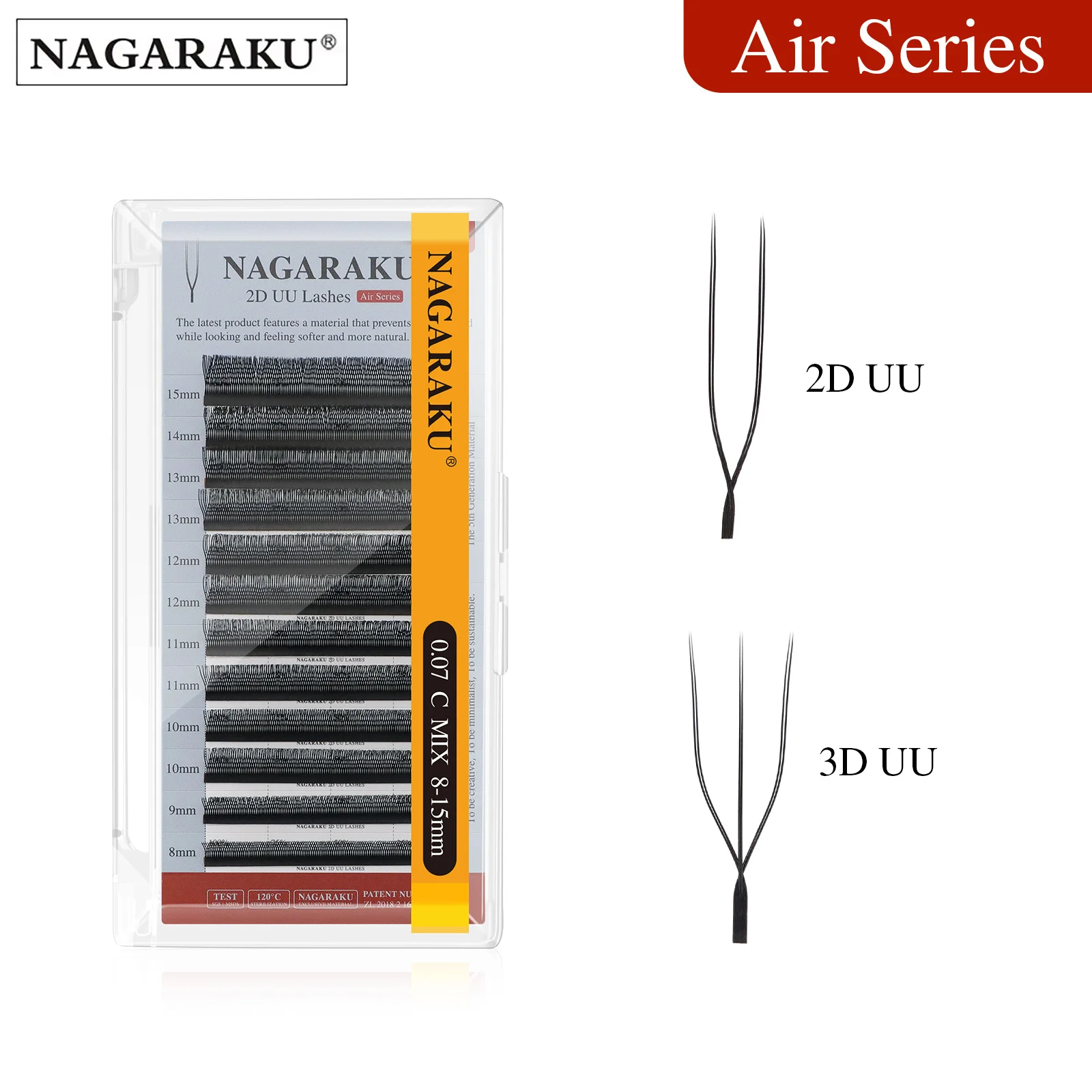 NAGARAKU 2D 3D UU cils U forme cils Premium doux YY Extension de cils maquillage maille Net Volume croisé cils