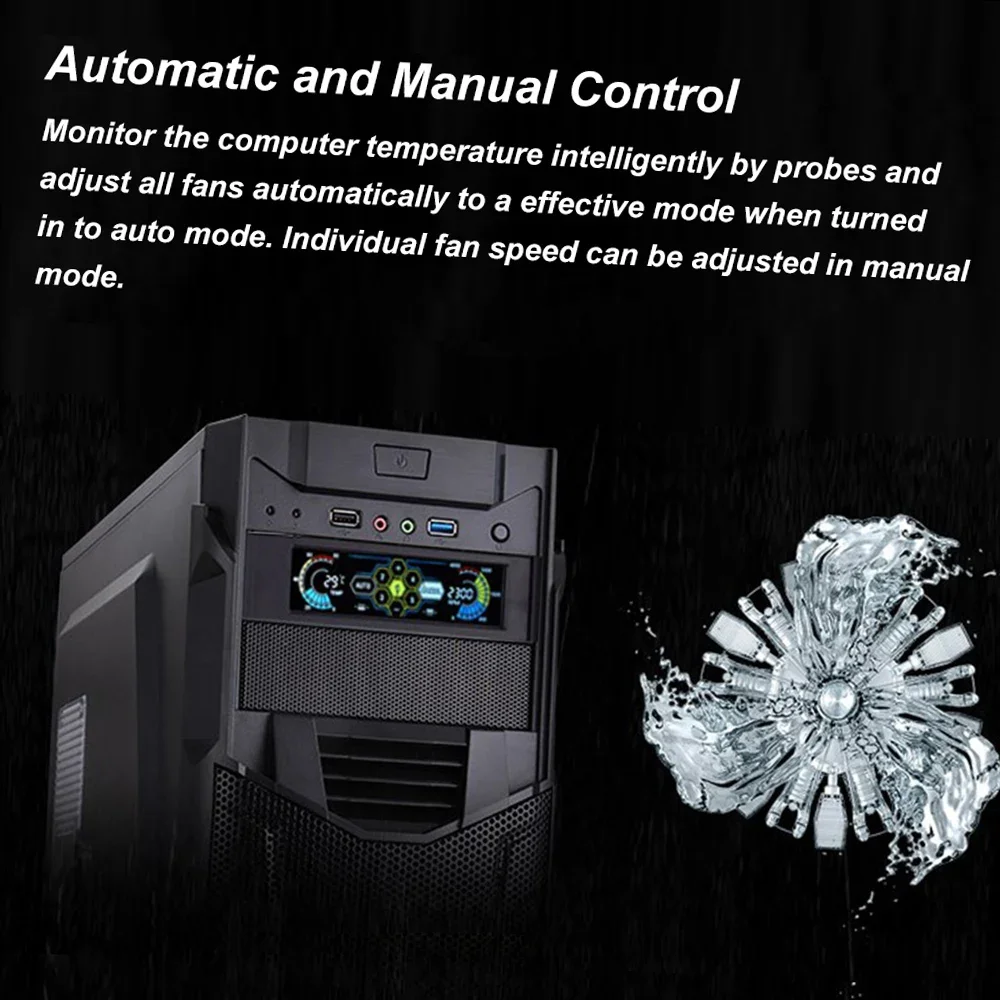 

Fan Controller Temperature Monitor Speed Display 5.25 Inch Fan Control Touch Screen Support 5 Channel Automatic Manual Control