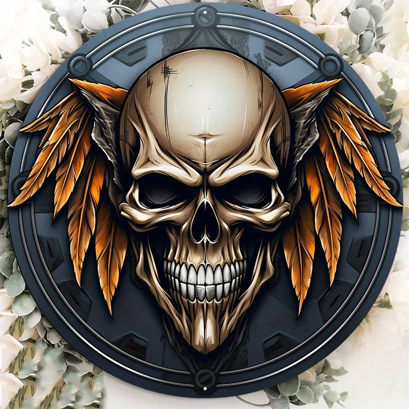 

Graphic Aluminum Metal Sign, Air Force Skull with Wings Design, Durable, Perfect for Indoor and Outdoor Decor, 8x8in, 1PC
