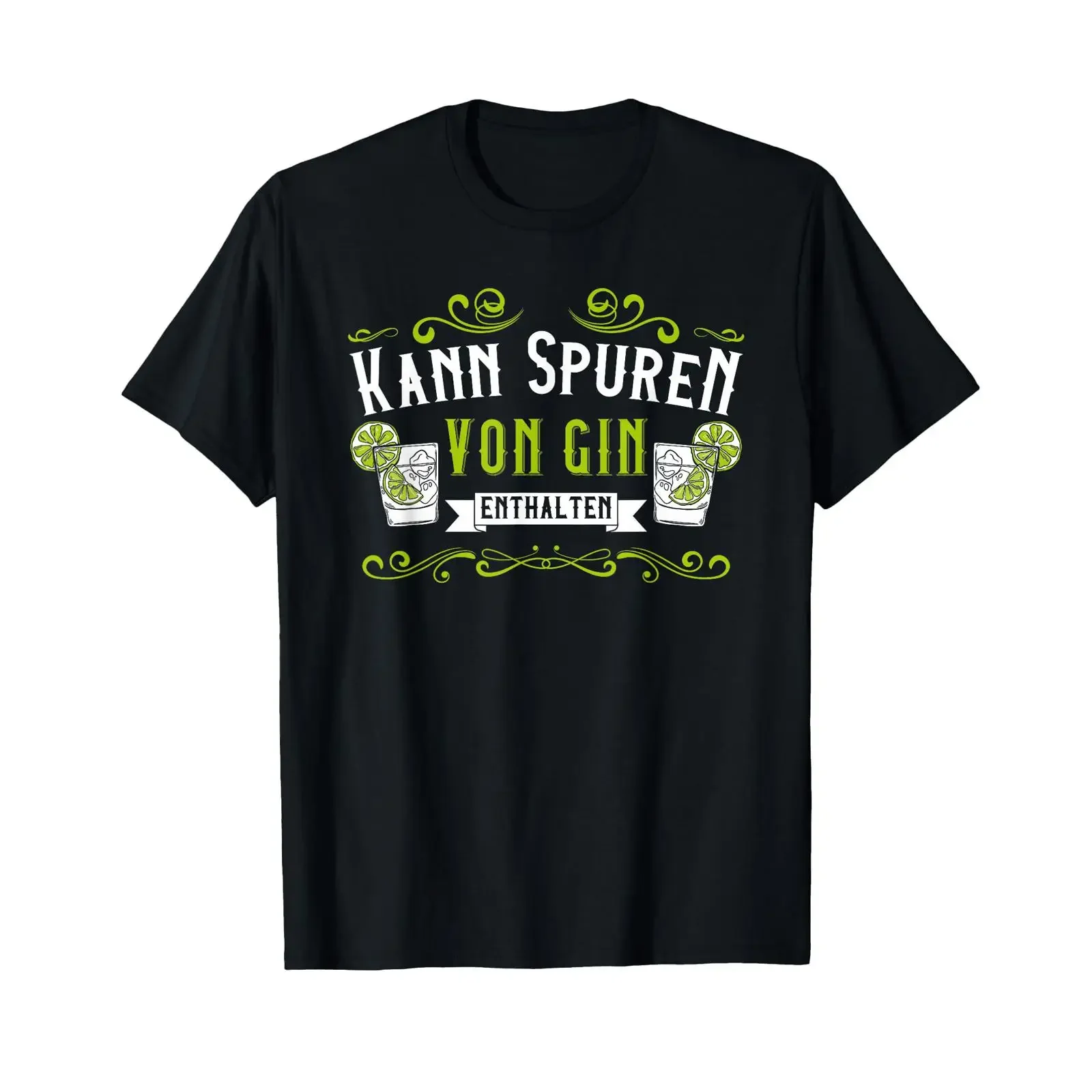 Gin Tonic Lovers Funny May Traces of Included T Shirt black vintage Washed Versatile streetwear Slightly fashion Casual