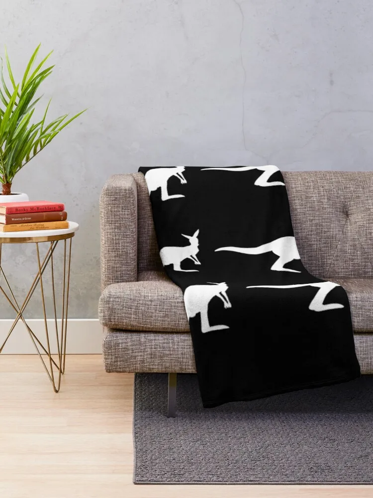 Kangaroo Silhouette Pattern Australian Wallaby Throw Blanket Furry Luxury Designer Blankets