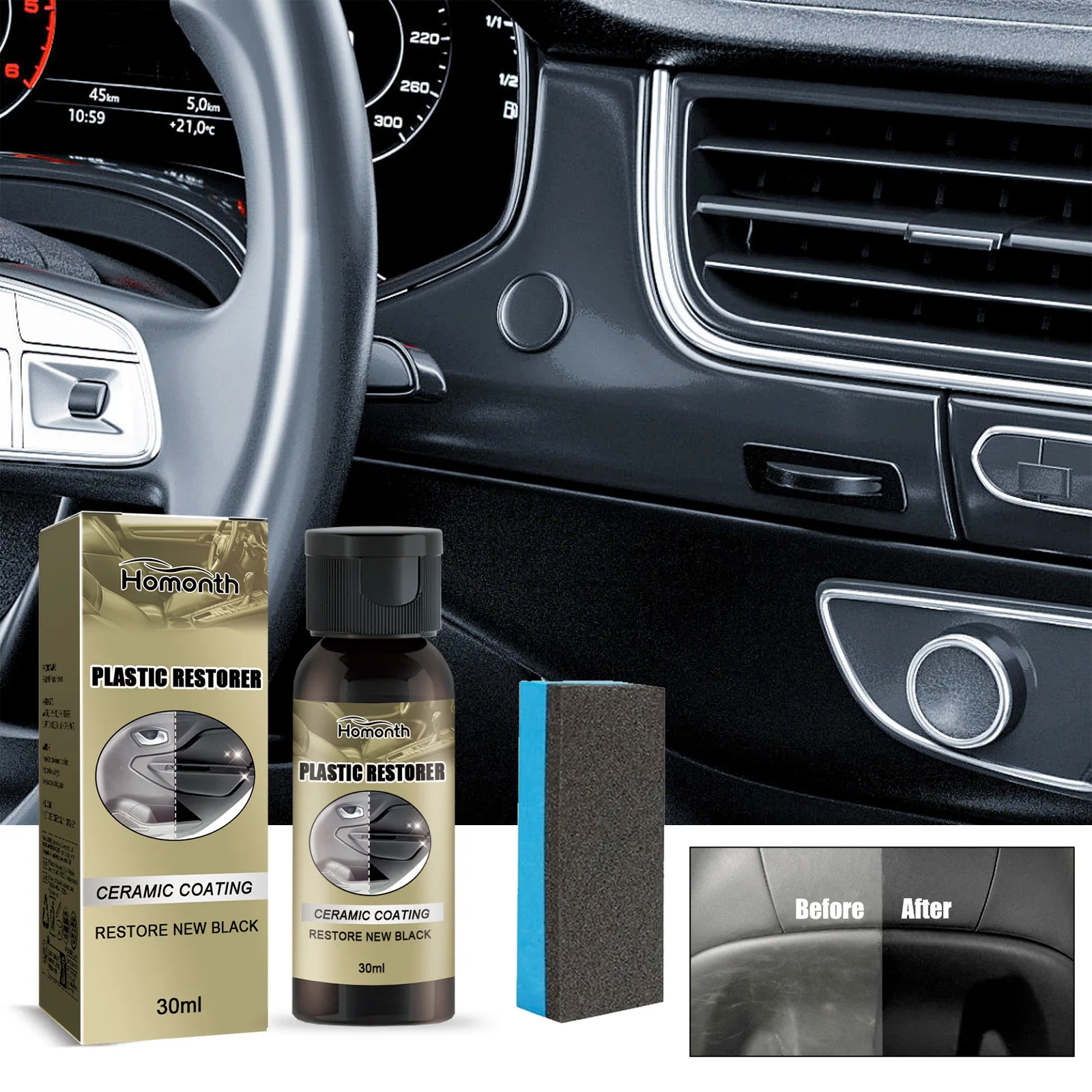 

Car Plastic Restorer Kit - Dashboard & Trim Cleaner & Polish, Helps Restore Shine & Protect from UV Damage, Easy to Apply