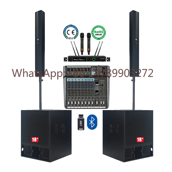 Hot Professional 4*4 Inch Line Array Speakers 18 Inch Subwoofer Wood Audio Speaker Sound System for Outdoor 500 Party Events