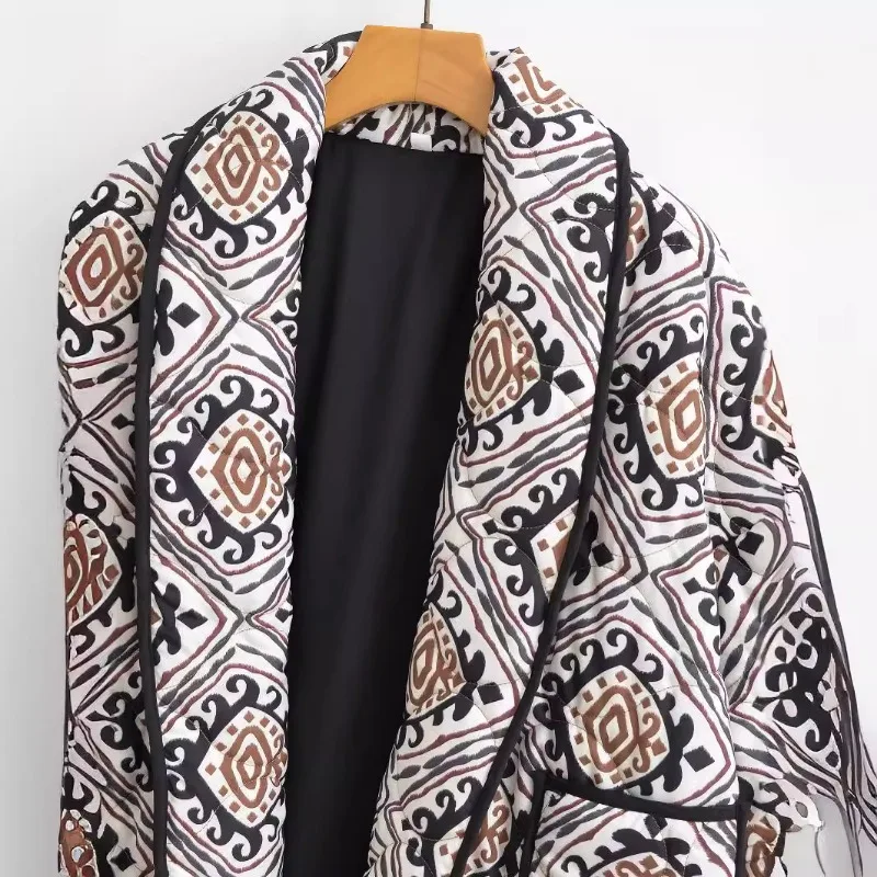 Cardigan solto de impressão versátil feminino, casaco de algodão, novo produto, moda, casual, outono, inverno, 2023