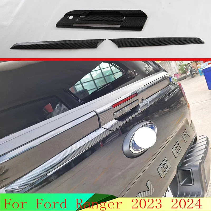 

For Ford Ranger 2023 2024 Carbon fiber style Rear Trunk Tailgate Door Handle Bowl Catch Cover Trim Molding Garnish