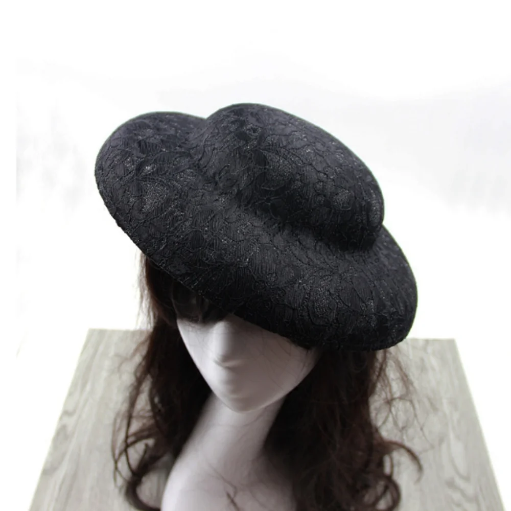 DIY Bridal French Style Wide Brim Hat Base Elegant Wedding Fascinator Headwear Bucket Hat with Lace Women Banquet Church Hat