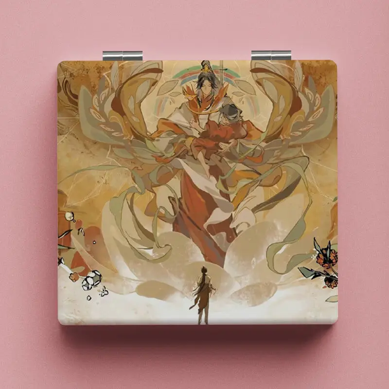 Tian Guan Ci Fu przenośne lusterko do makijażu Xie Lian Hua Cheng przenośne składane lusterka kosmetyczne figurki Anime Accesorios prezent dla