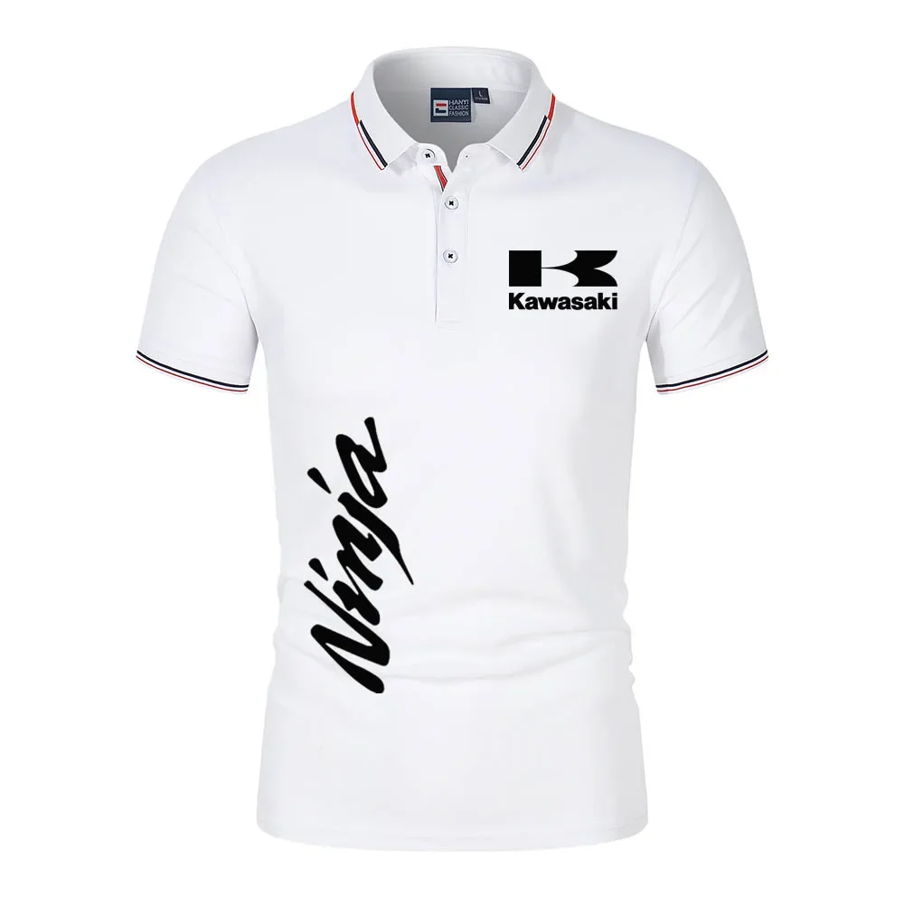 

2025 New Fashion Y2K Kawasaki Ninja Logo Outdoor Button Collar Shirt Summer Short Sleeve Casual Men's Polo Shirt
