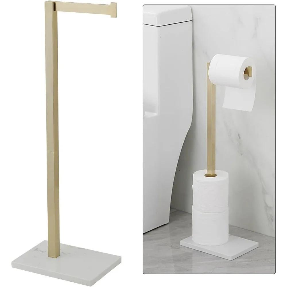 

Marble Base Gold Toilet Paper Stand with Stainless Steel Construction for Rust-Free Bathroom Use