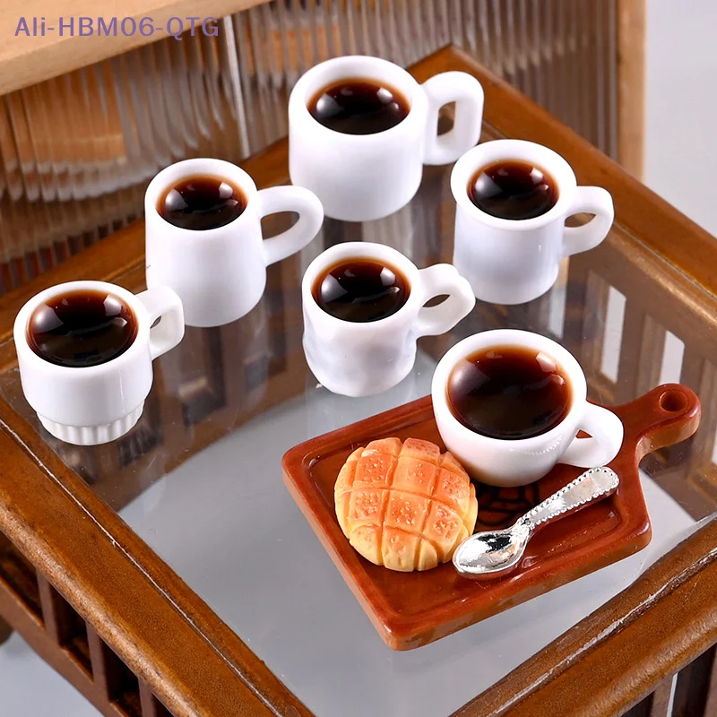 

[New] 6Pcs/Set 1:12 Dollhouse Miniature Accessories Resin Coffee Drink Cup Model Simulation Water Cup Toy Doll House Decoration