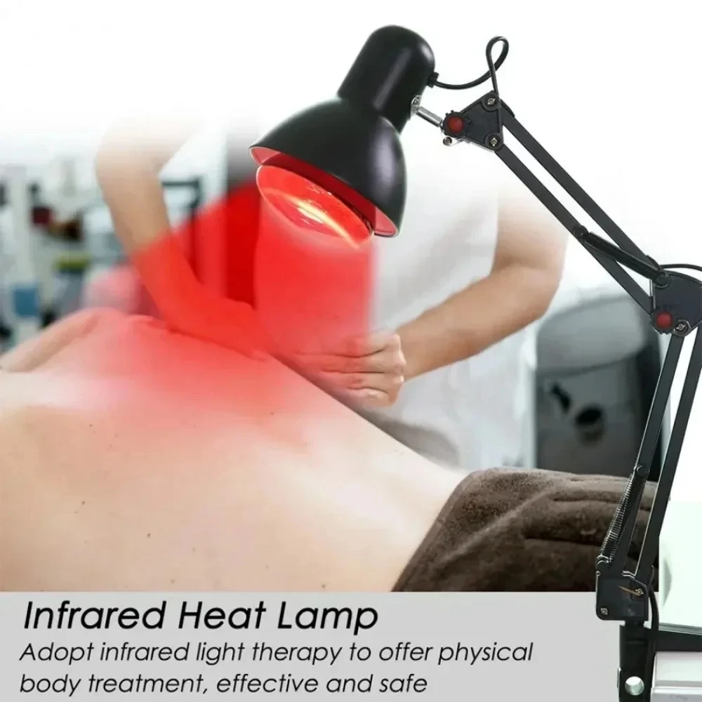 150W Home Clamp Red Light Beauty Spa Roasting Lamp Accelerated Healing Pain Relief 180° Adjustable Stand Foldable Warming Lamps