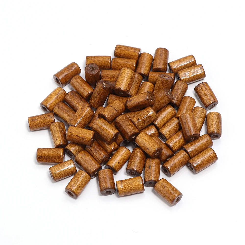 200-400pcs/lot Natural Maple Wooden Beads Colored Cylindrical Loose Wood Bead For Jewelry Making DIY Bracelet Necklace Wholesale