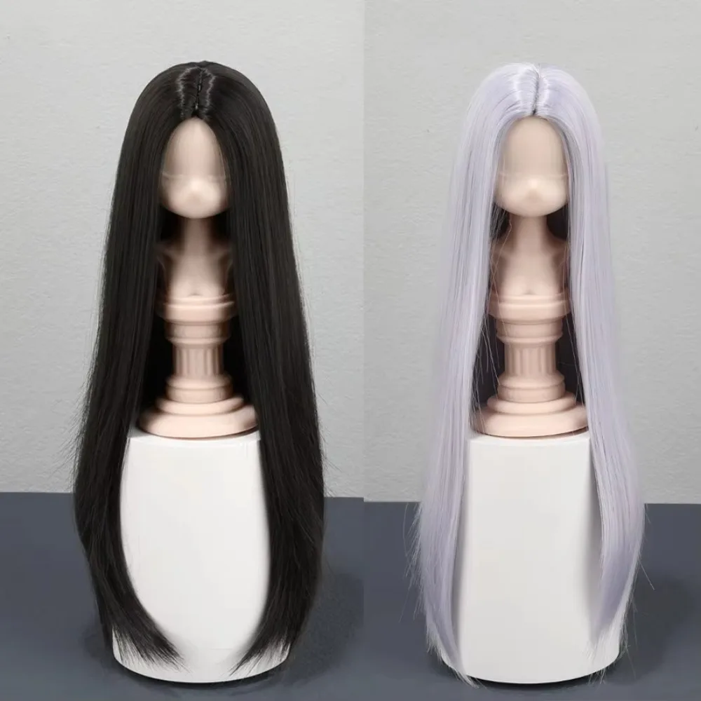 2D Doll Making Supplies DIY Makeup Accessories BJD Doll Soft Silk Center Parted Bangs Wig Simulation Doll Decoration Long Hair
