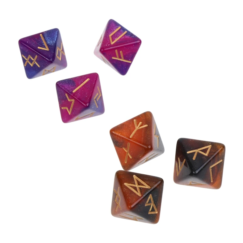 

652D 3 шт. многогранные рунические игральные кости акриловые 8-гранные астрологические игральные кости настольные игровые кости