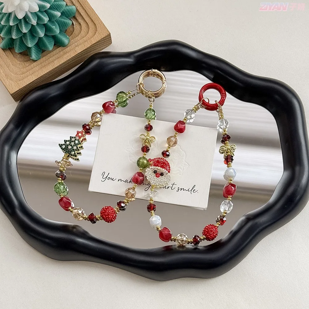 

Новинка, Рождественская елка, ремешок для мобильного телефона, анти-потерянная каплевидная бусина, цепочка для камеры, украшение для рюкзака, брелок Санта-Клауса