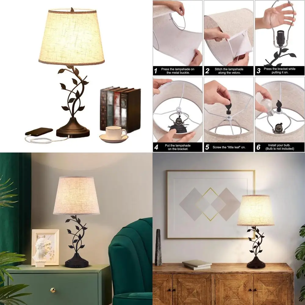 

Современная высокая настольная лампа с USB-портами для зарядки для спальни и гостиной