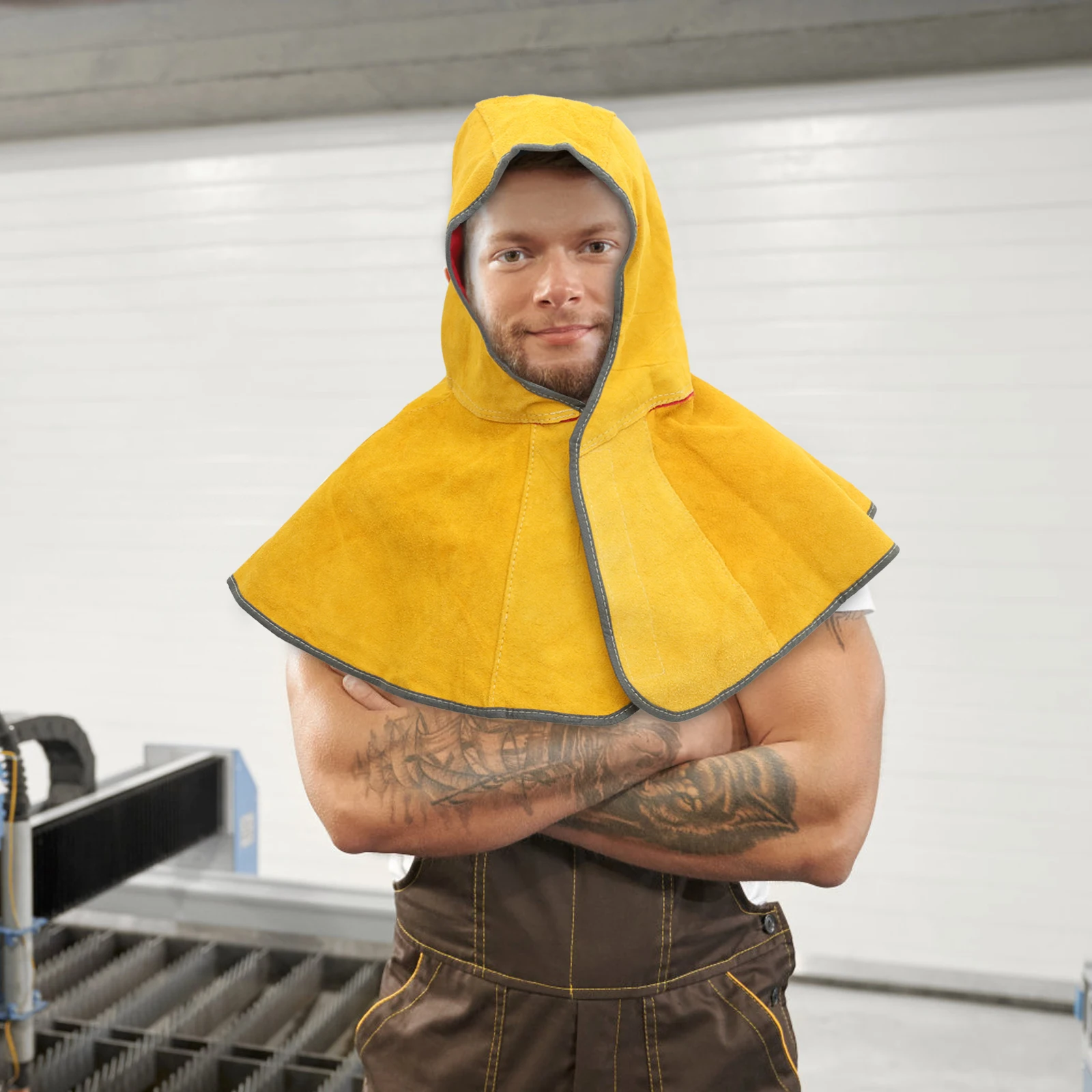 

Cowhide Heat Resistant Welding Hat Hood Neck Protection Temperature Resistance Thermal Splash Proof Welding