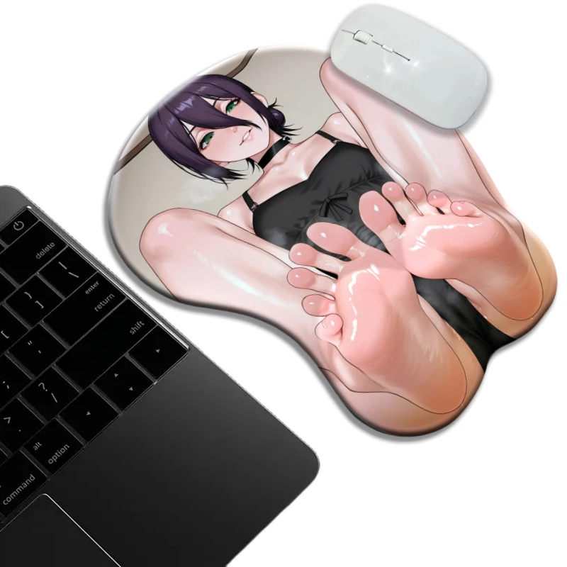 بالمنشار رجل Reze القدم ثلاثية الأبعاد سيليكون المعصم الراحة ماوس الوسادة Kawaii المعتوه وسادة مكتب استخدام وسادة الألعاب المريحة