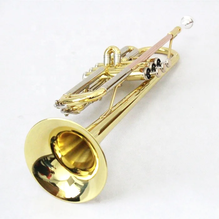 

High-end trumpet Bb tone trumpet instrument Gold lacquered Chinese standard trumpet