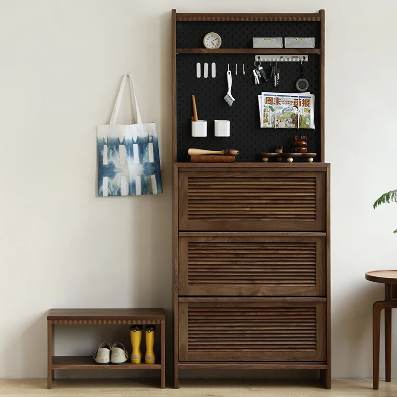 

Home shoe cabinet All solid wood tipping bucket Ultra-thin home entrance shoe cabinet
