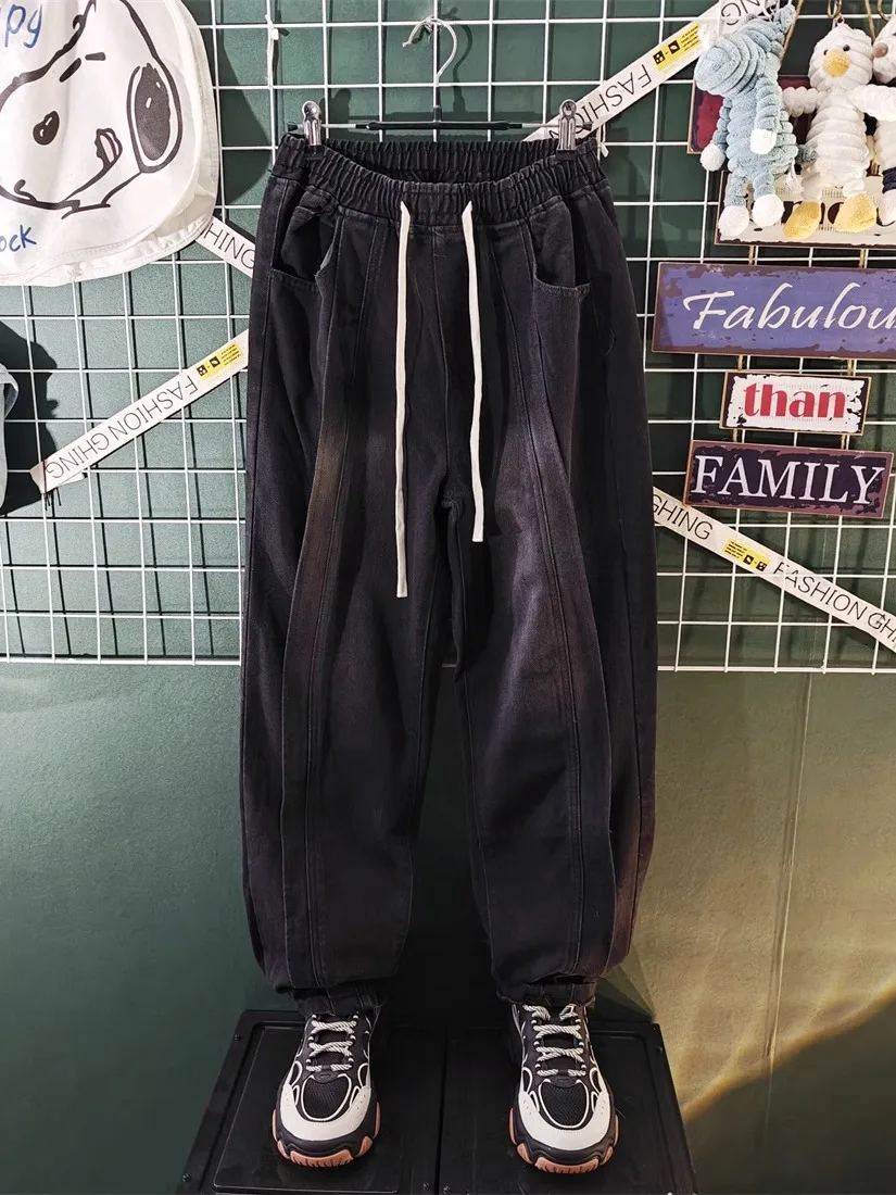 

American Retro Workwear Jeans Men Loose Large Size Versatile Handsome Straight Leg Long Spring Autumn New Trend