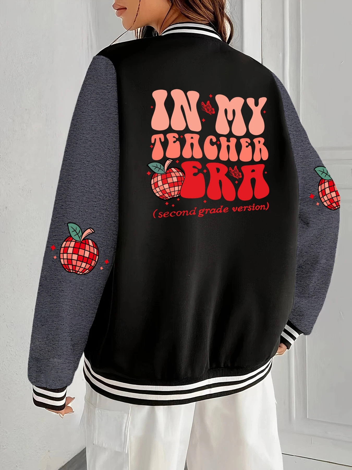 

In My Teacher Era Creative Print Womens Jacket Hip Hop Loose Clothes Warm Sport Jackets Casual Harajuku Veste Oversize Soft Top