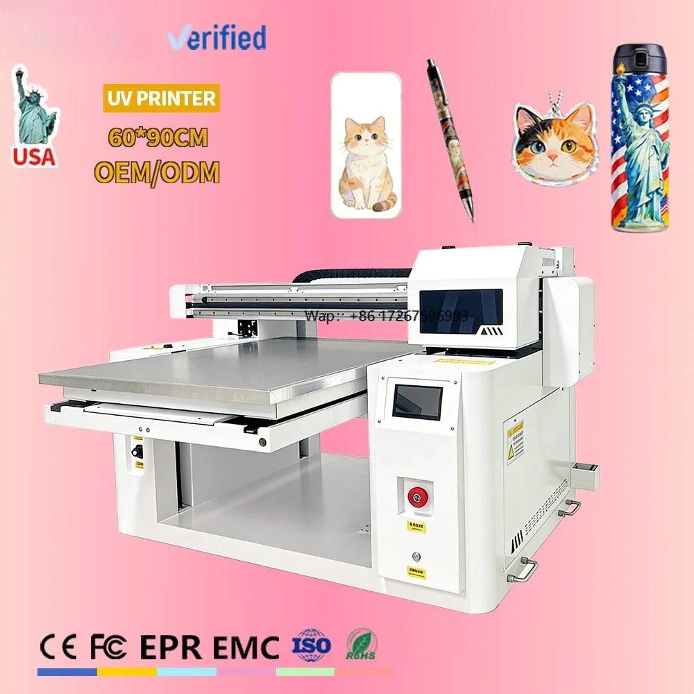 6090 A2 UV Flatbed Printer with Vision Positioningfor Suitable for Batch Production  Print on Phone Case, Logo Customize Gift