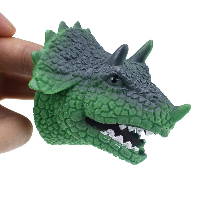 Creative Green Triceratops Finger Puppets Funny Dinosaur Model Finger Puppets Storytelling Toys Children's Toys Birthday Gifts