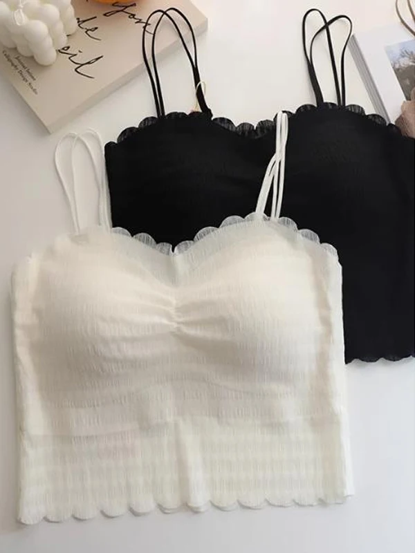 قميص داخلي نسائي من الدانتيل والقطن بتصميم فقاعي، طبقة أساسية للصيف، سترة جديدة لعام 2025، مناسبة للتنقل اليومي، تصميم أنيق وضيق