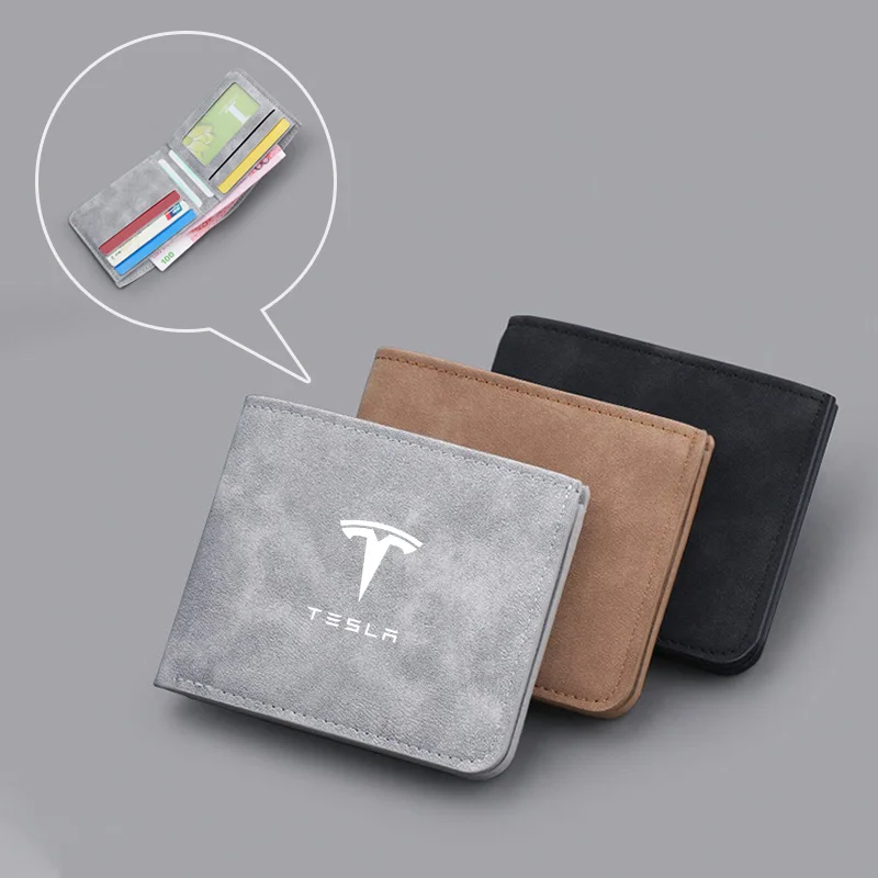 1PC Car Logo Wallets ID Bank Card Photo Storage Money Bag Purses For Tesla Model 3 Model S X Model Y Roadster SpaceX Accessories