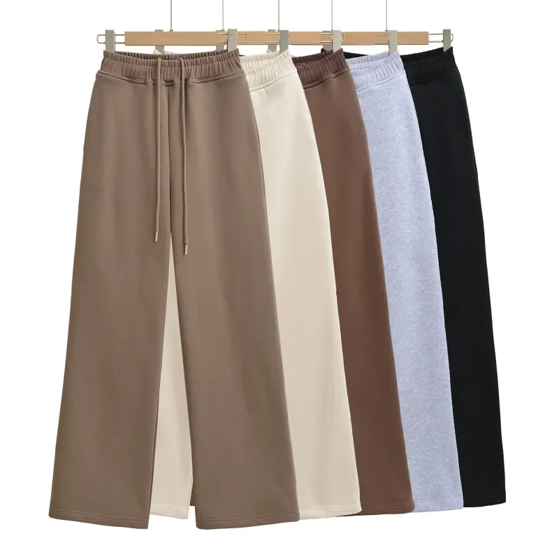 Casual Einfarbig Lose Sport Hosen Frauen Mode Elastische Taille Lange Hosen Tasche Streetwear Multi Farbe