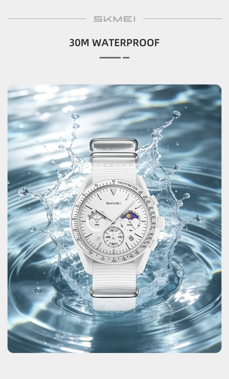 SKMEI 9392 Quarz Chronograph Uhren für Männer und Frauen mit Datum 30M Wasserdicht Sportuhr Modische Nylon-Armbanduhr Geschenke Reloj Mujer – Detail 10