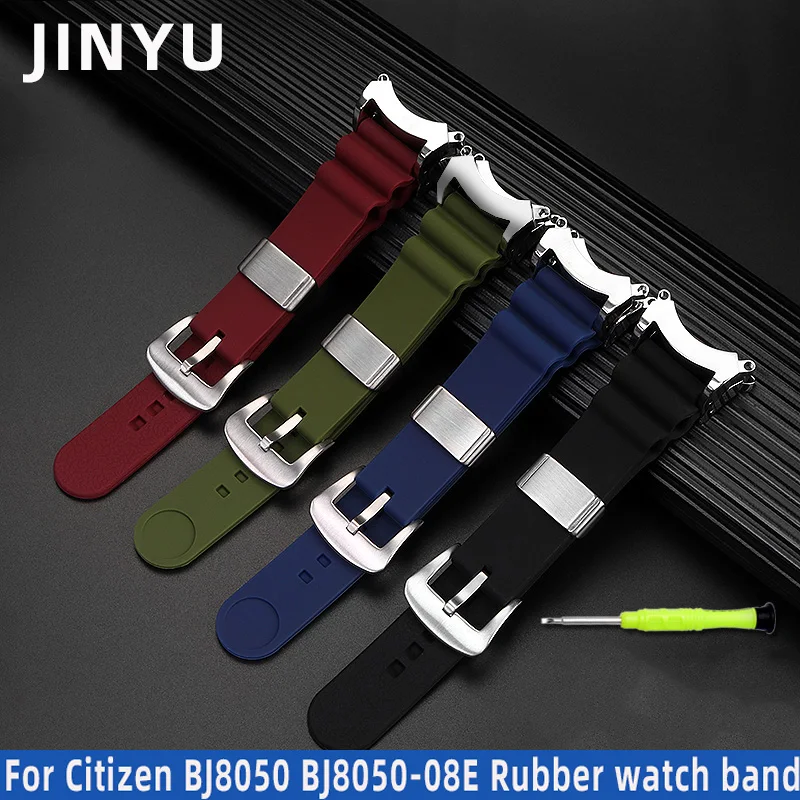 New Rubber Watchband For Citizen BJ8050 BJ8050-08E Stainless Steel Lug Little/Small Monster Modified Silicone Watch Band Strap