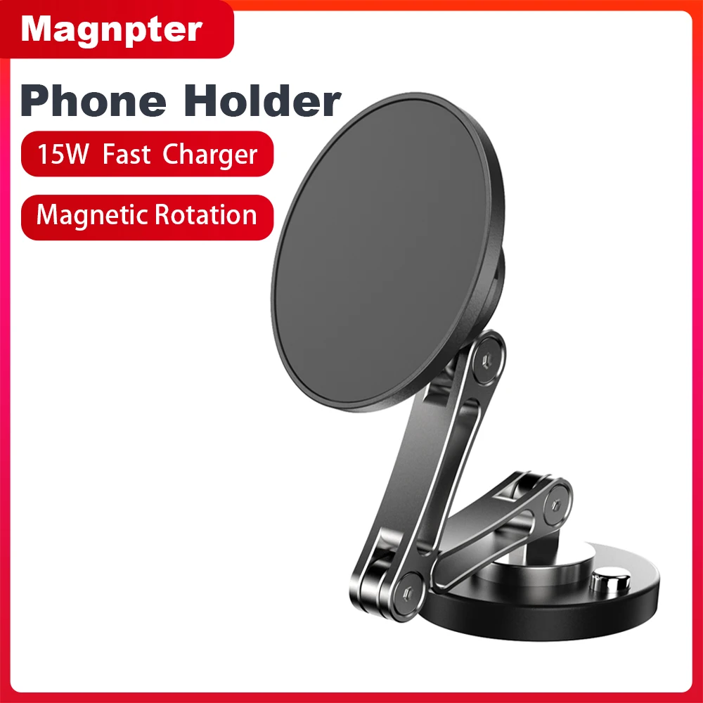 

15W Magnetic Car Phone Holder Wireless Charger Phone Stand Fast Charging Rotation Mobile Phone Holder for IPhone 16 15 14 13 12