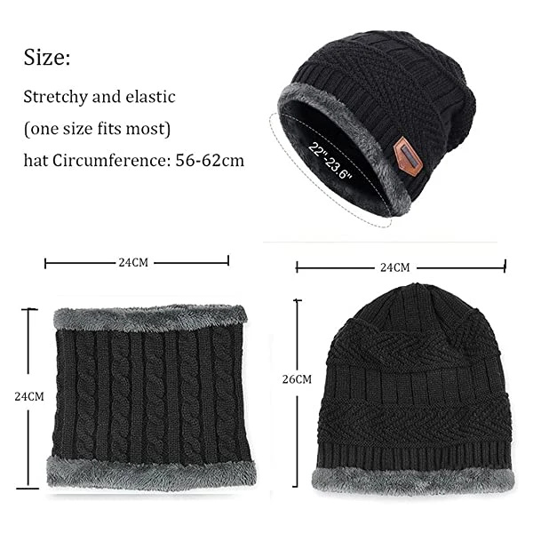 Winter Warm Beanie Hat Scarf Gloves Set Unisex Winter Warm Knitted Beanie Hat Beanie Hat Scarf Gloves Set Men  Women E2S