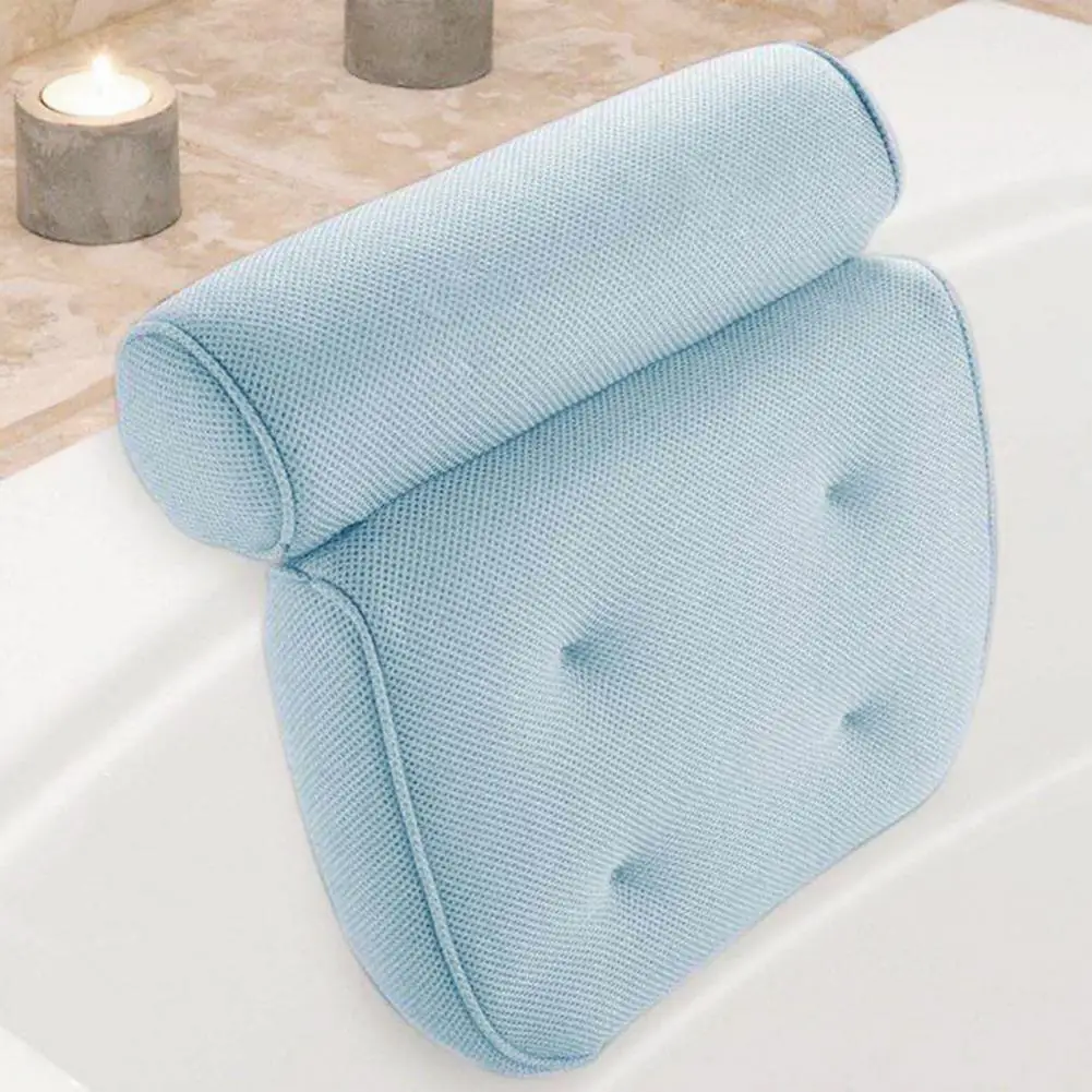 Almohadas para el reposacabezas del baño, accesorios cómodos para el baño, con ventosas para el cuello y la espalda