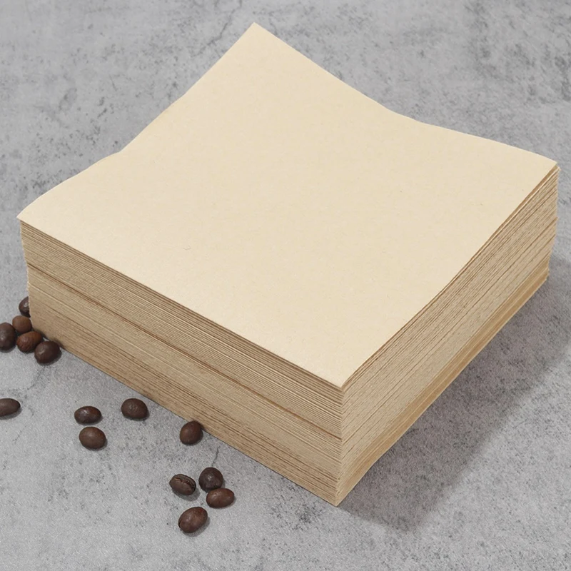 50PCS Square Coffee Filter for 3-10 Cups Natural Unbleached Disposable Coffee Filter Easy Carry Home Office Coffee Maker