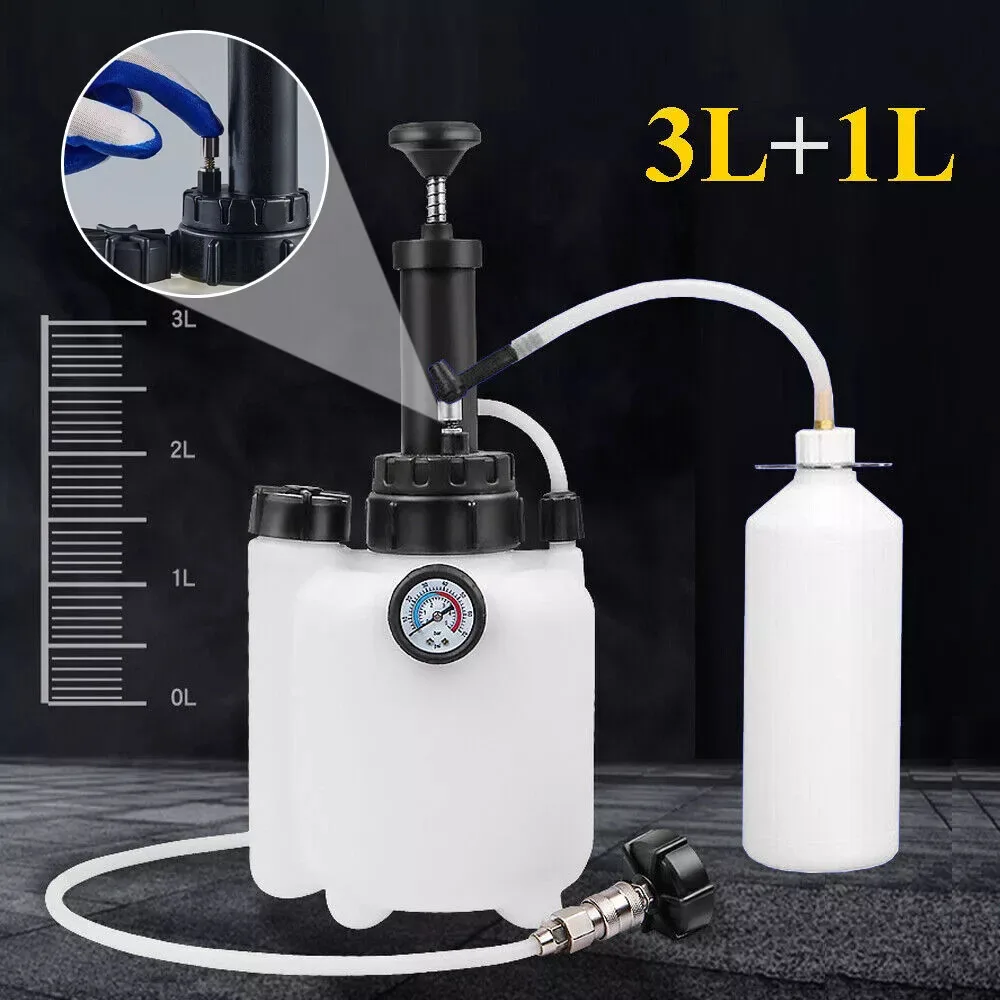 3L Car Brake  and Clutch Bleeder Kit+1L Oil Bottle Fluid Pressure Bleeding Hydraulic Filling Changer Vacuum Pump Refueling Tool