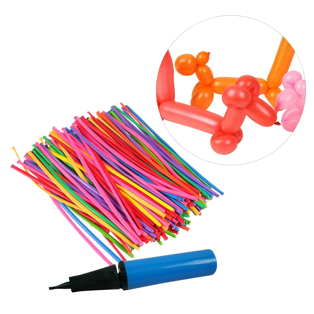 

201 pcs Modeling Balloon Kit 1.5G Long Twisting Latex Assorted Colors For Party Wedding Holiday Decorations Hand Pump Included