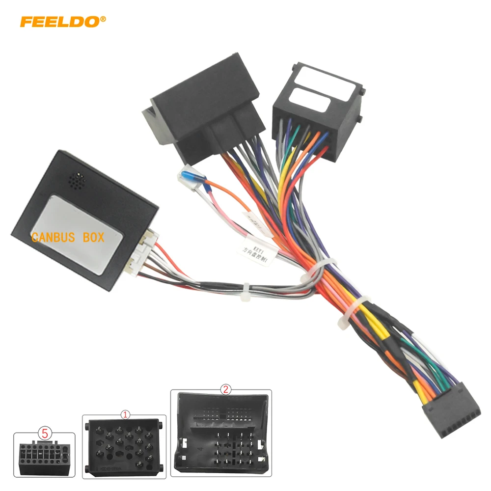 

FEELDO Car 16pin Power Cord Wiring Harness Adapter With Canbus For BMW E39/E46/E53(98-14) Installation Head Unit #HQ7610