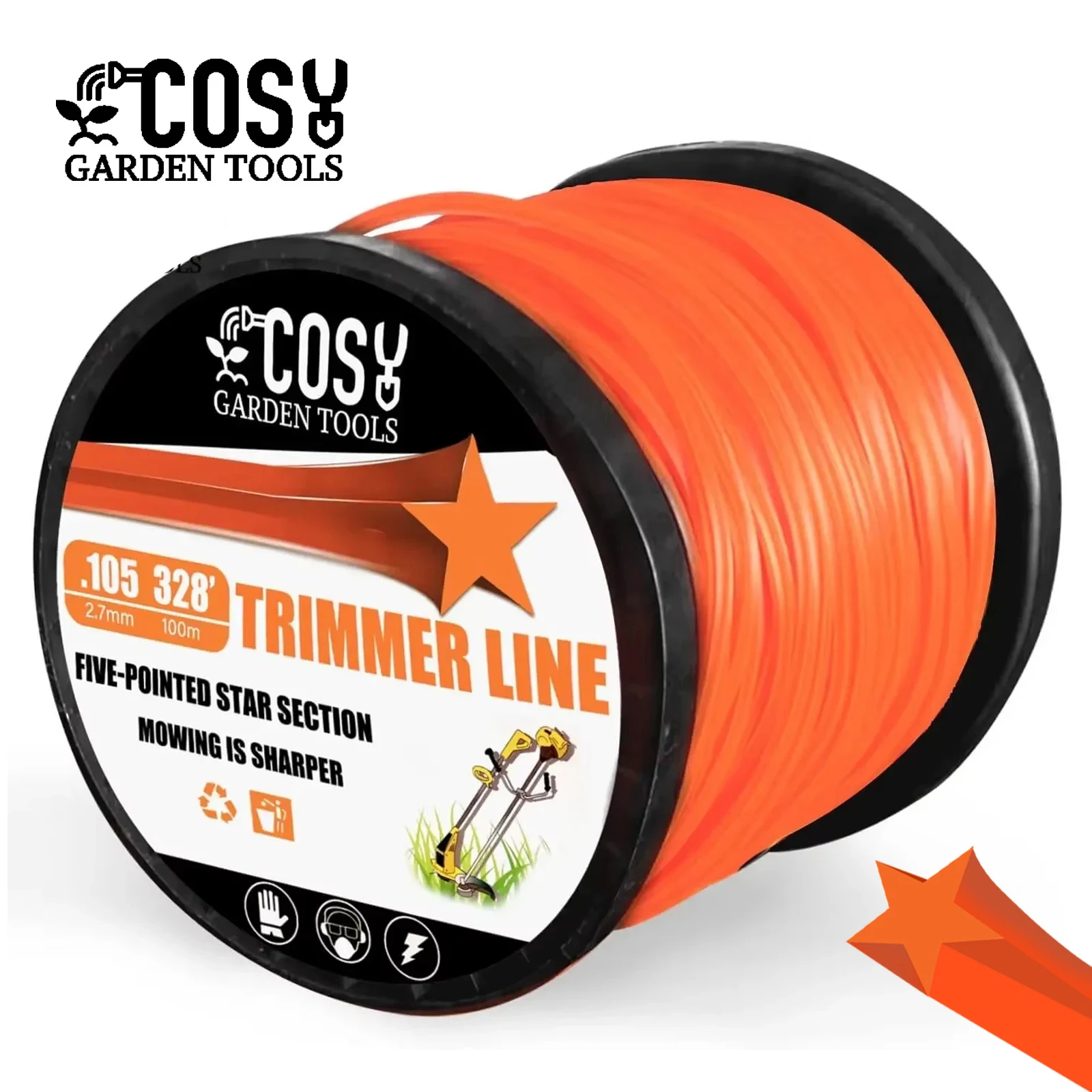 COSY-desbrozadora de 2,4 ~ 3mm, cortacésped de cuerda afilada, pentagrama, cortacésped de nailon, cabezal de corte, rollo de cortadora de césped