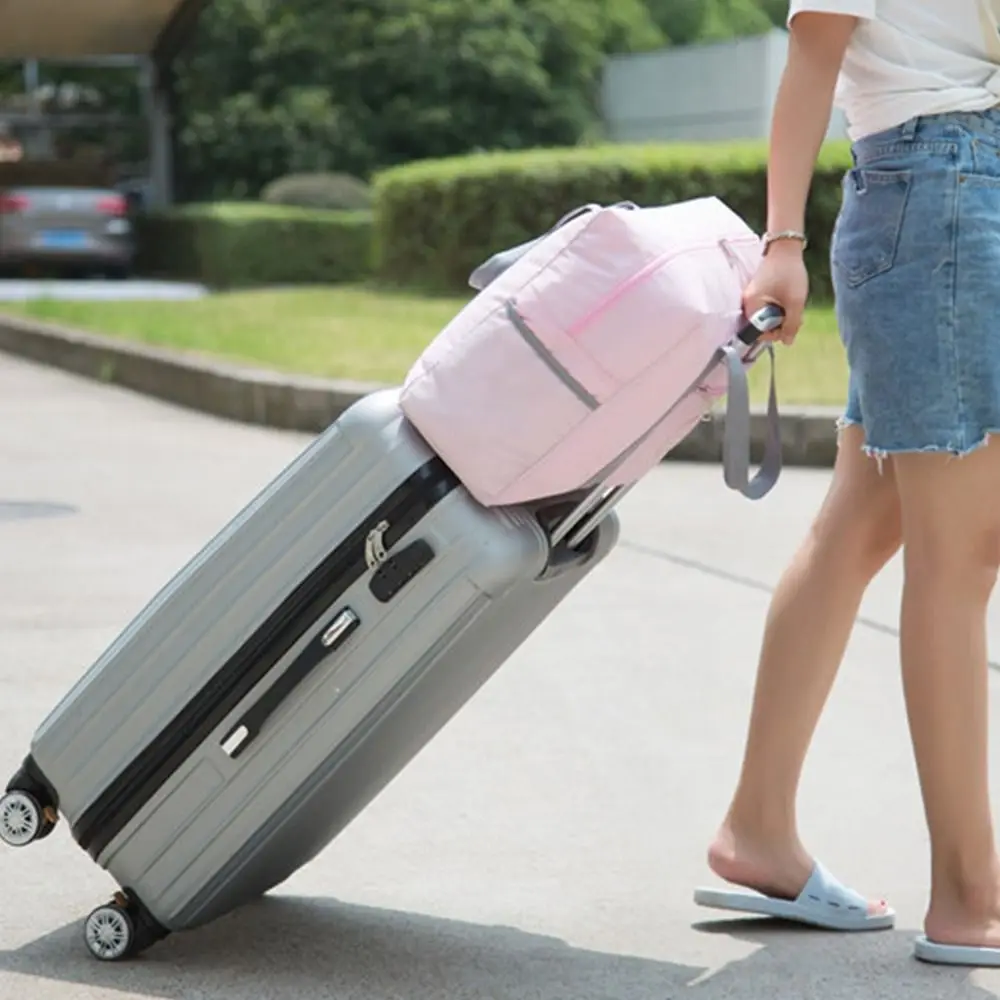 Bolsa de almacenamiento de moda, bolsa de lona plegable de poliéster, bolso de equipaje con cremallera, bolsas de viaje de gran capacidad, avión