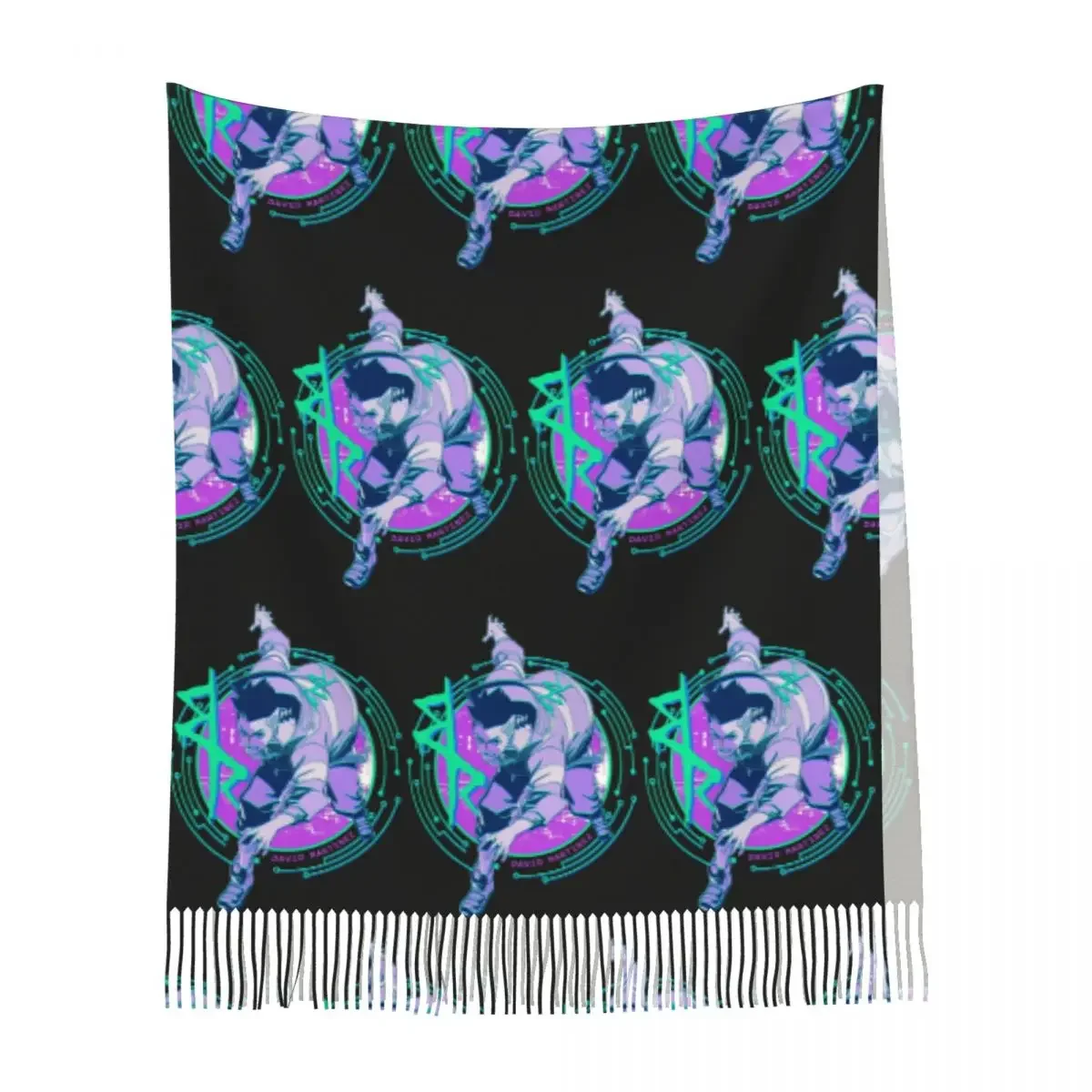 David Cyberpunk Edgerunners C Bufanda Bufandas con borlas para mujer Chales y chales suaves y cálidos Chal grande para otoño e invierno