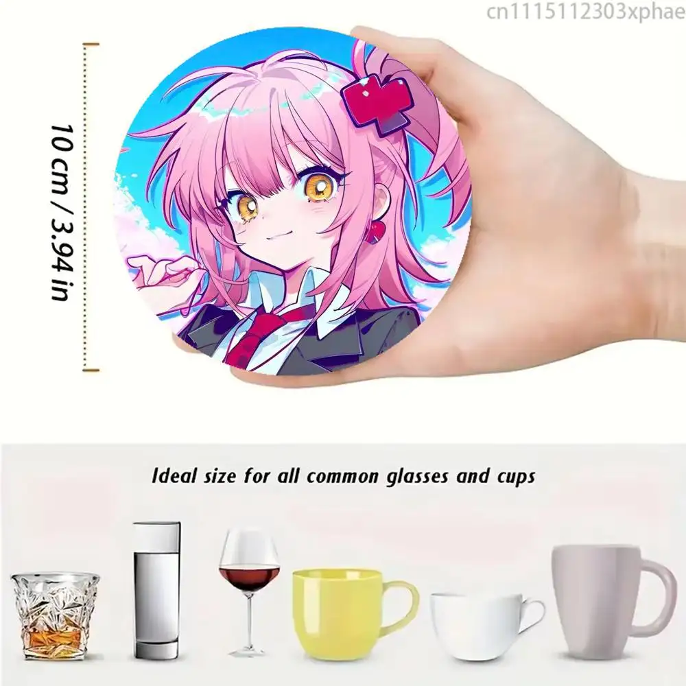 Amu Hinamori Guardian C-Characters Anti-slip Tea Coffee Cup Pad Heat-Resistant Round Bowl Teapot Mat Home Gift