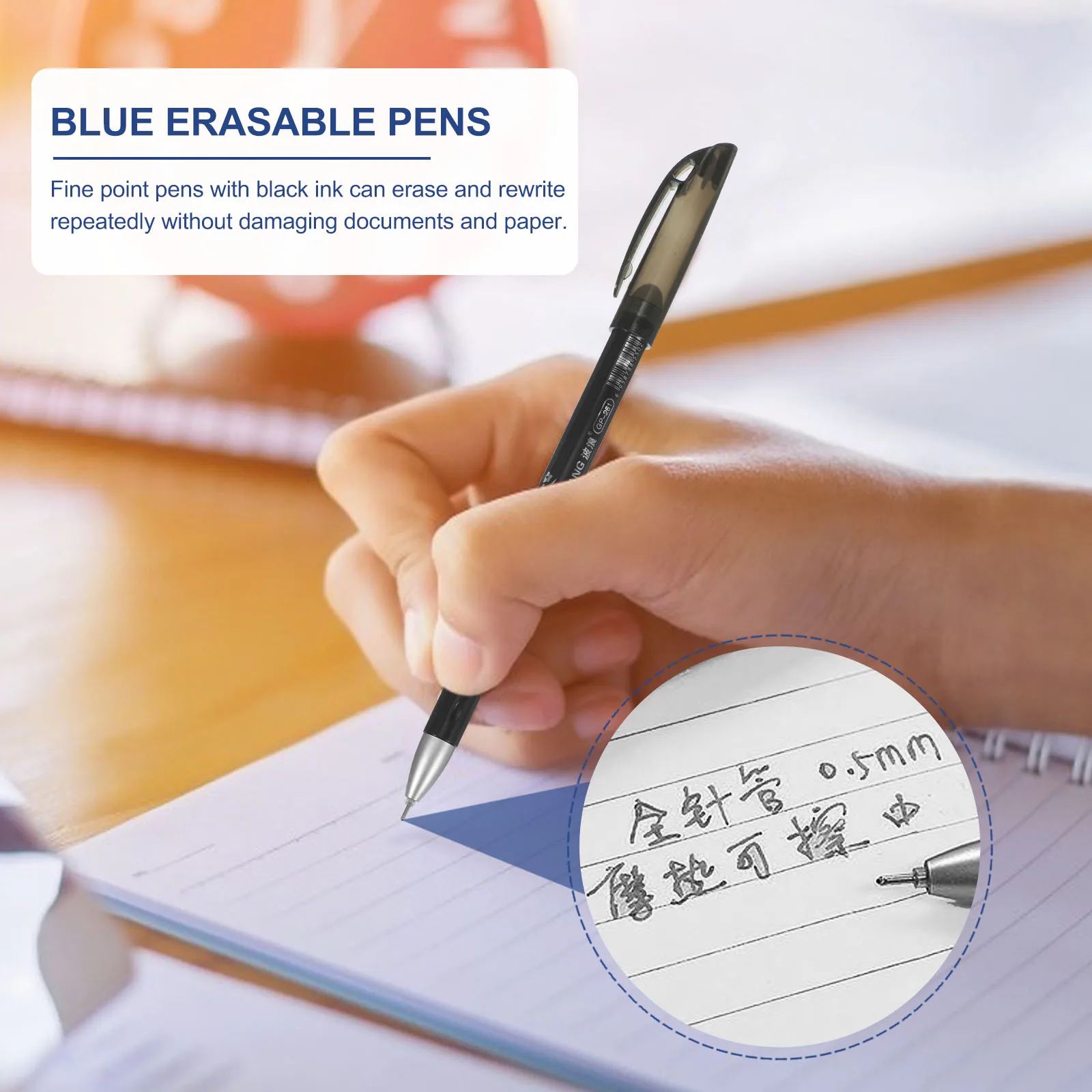 12 Pcs Pens Erasable Blue Ink 05 Mm 05mm Bulk and White Porcelain Students Use Study Pens Office School Supplies