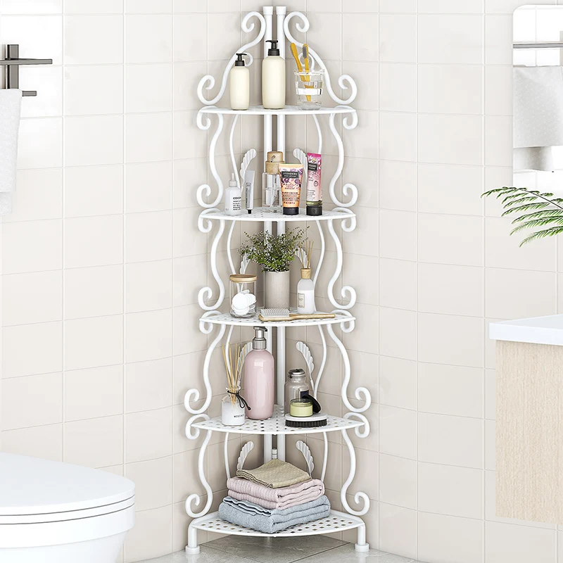 

Bathroom Foldable Corner Shelf Multilayer Storage Rack Space-Saving Toilet Organizer Adjustable Storage Stand Bath Organizer