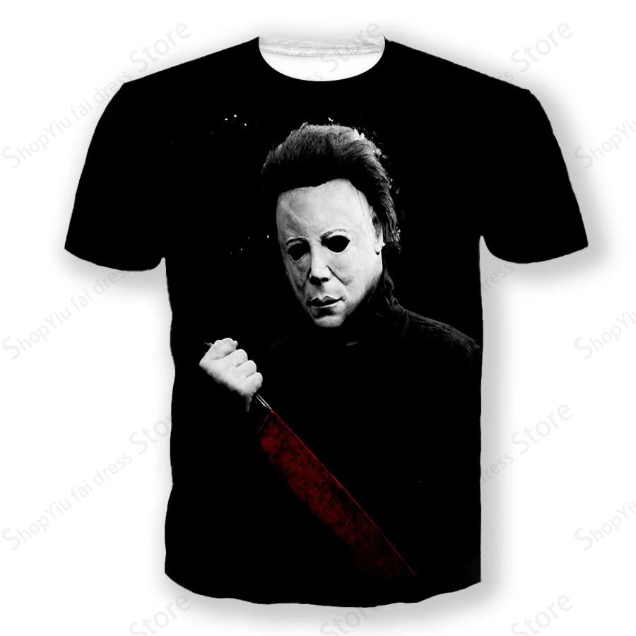 Men's T-shirt 3d Halloween Michael Myers Print Tshirt Men Women Fashion T-shirt Kids Hip Hop Top Tees Punk Camiseta Movie Tops