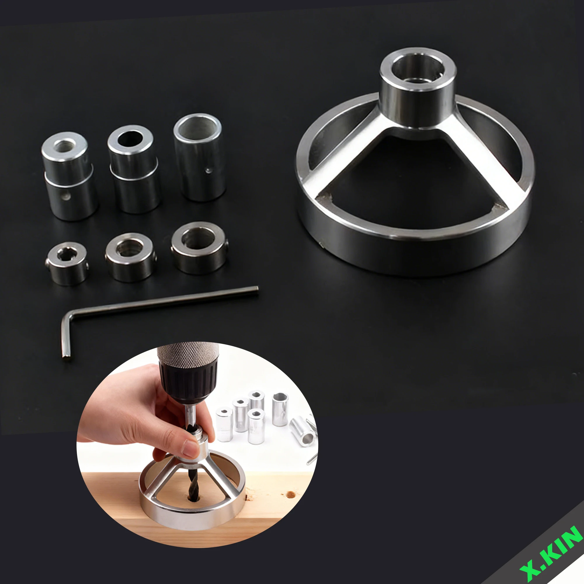 Kit de plantilla de perforación de madera todo en uno |     Perfecto 90 °     Agujeros Rectos para Pasantes, Tenons y Carinería |     Incluye brocas