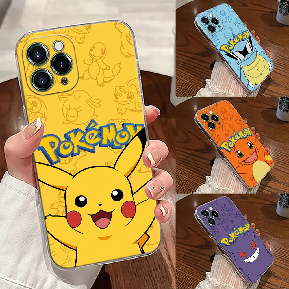

Cartoon Pokemons Anime Transparent Case For Apple iPhone 17 16 15 14 13 12 11 Pro Max 16 Plus 16E 17Air 17Pro Phone Cover Fundas